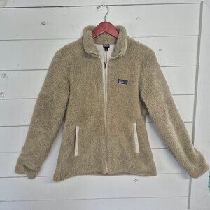 Patagonia Womens Tan Fleece Full-Zip Jacket L Soft Warm Wear